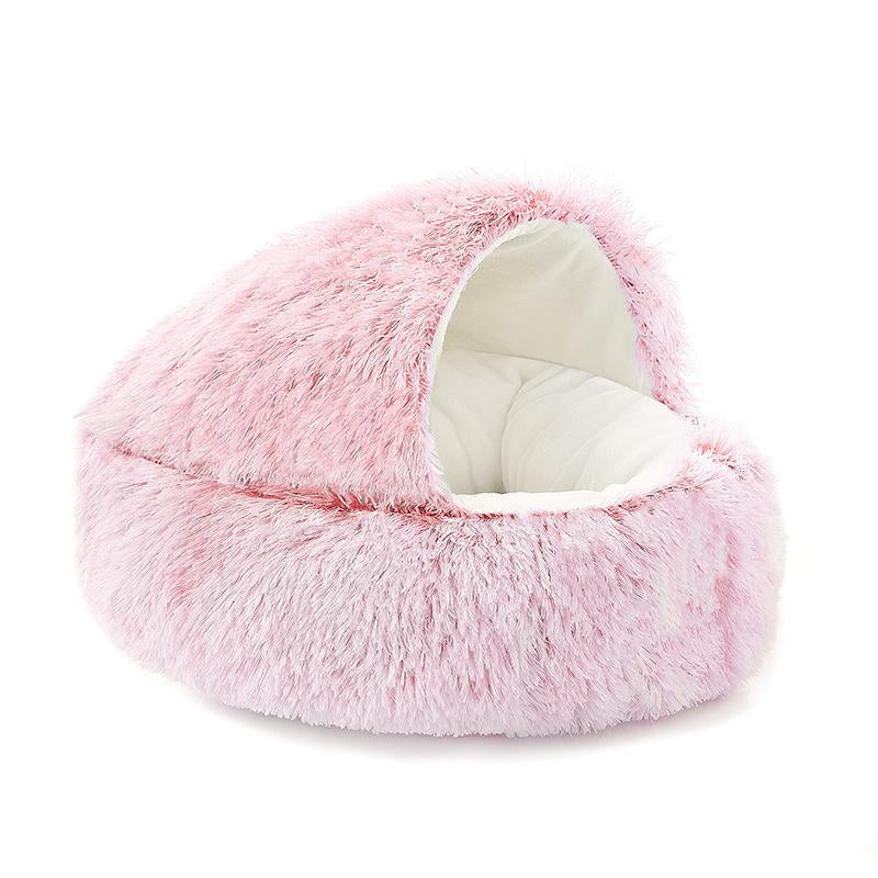 Fluffy Hooded Cat Bed Cave