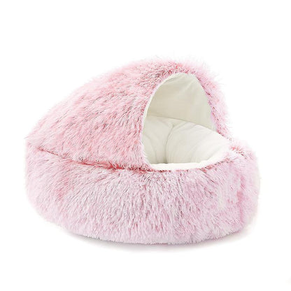 Fluffy Hooded Cat Bed Cave